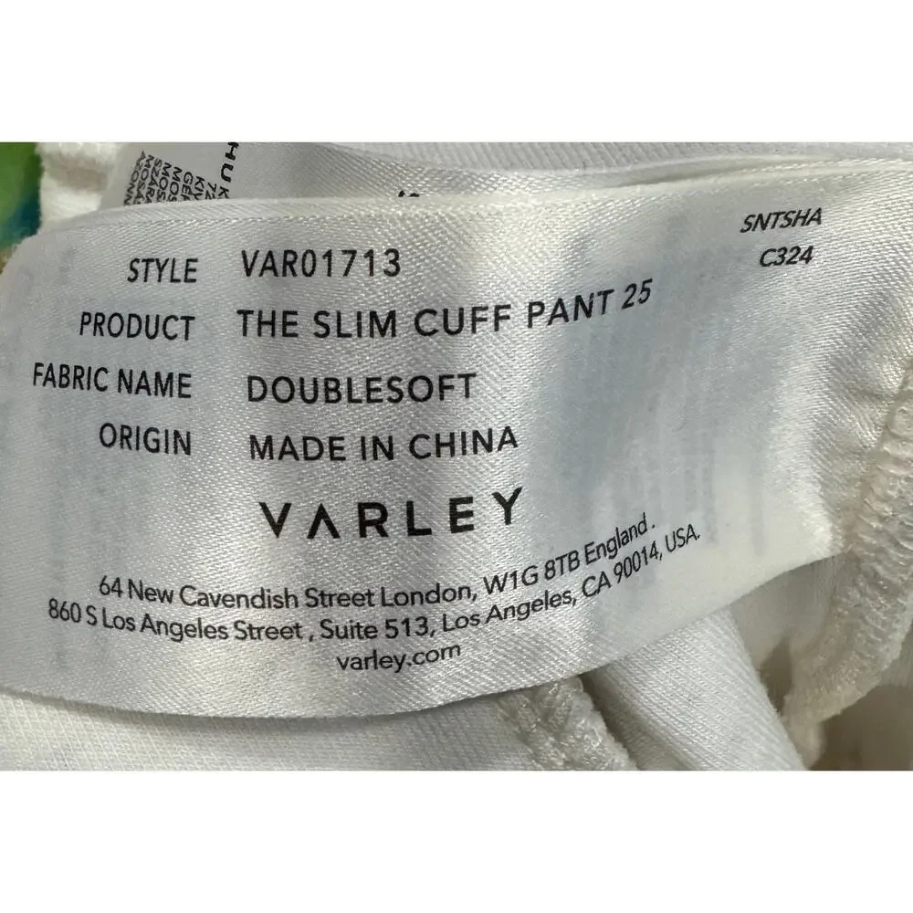 VARLEY Double Soft Slim Cuff Pant Jogger Sweatpants 25" Athleisure Size S - Picture 7 of 7